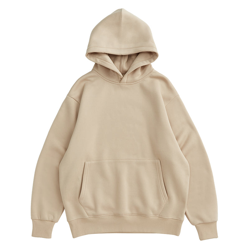 Hooded Plus Velvet Padded Pullover Solid Color Sweater Hoodie Long Sleeves