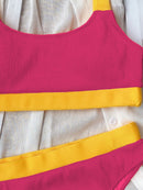 Contrast Scoop Neck Wide Strap Two-Piece Swim Set