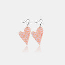 PU Leather Iron Hook Sequin Heart Earrings