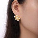 Copper Shell Pearl Stud Earrings