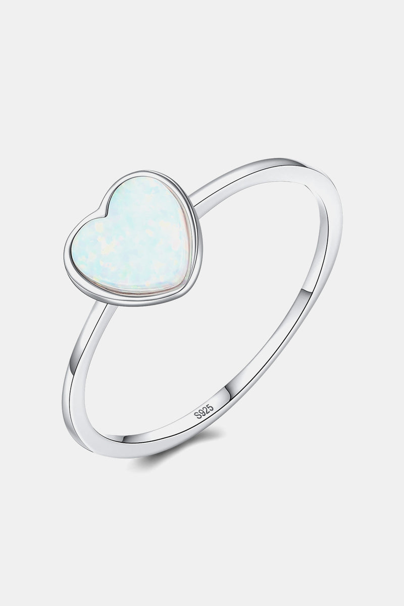 Opal Heart 925 Sterling Silver Ring