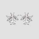 Zircon 925 Sterling Silver Flower Stud Earrings