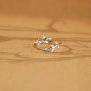 925 Sterling Silver Zircon Leaf Shape Ring