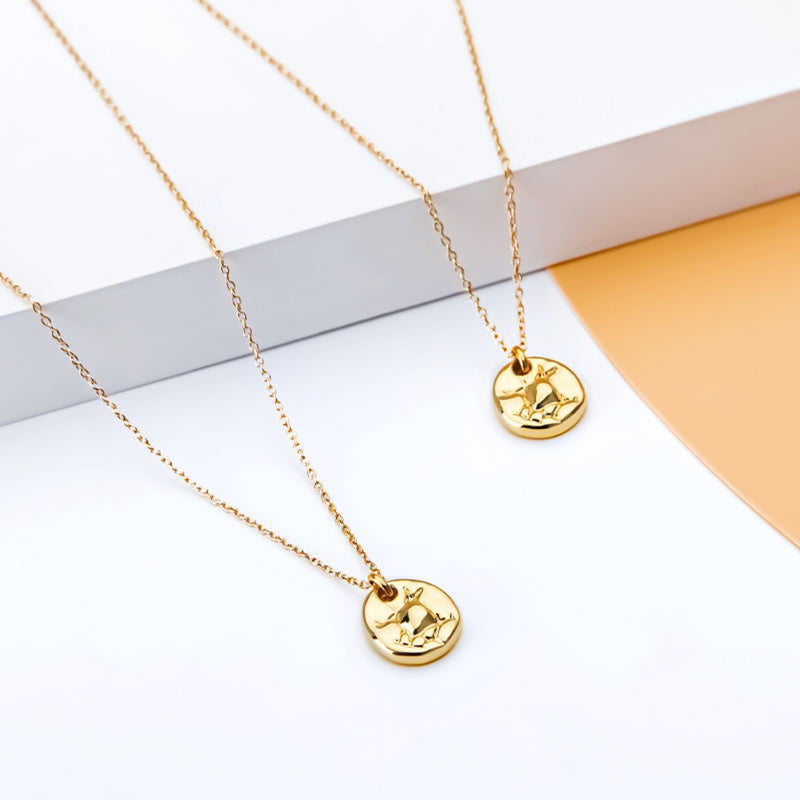 Gold-Plated Copper Coin Shape Pendant Necklace