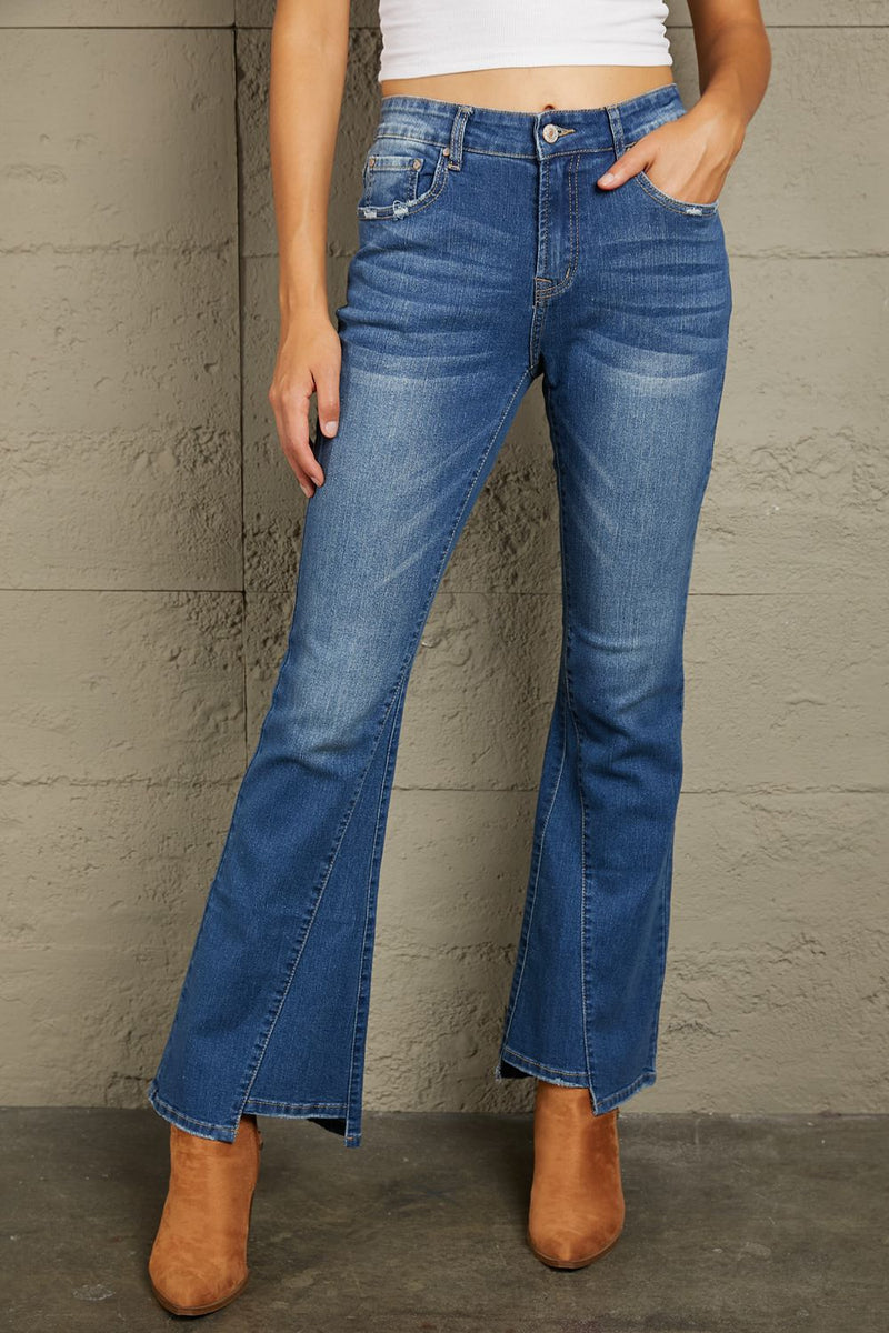 Baeful High Rise Flare Jeans with Pockets
