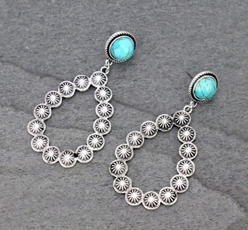 Artificial Turquoise Teardrop Earrings