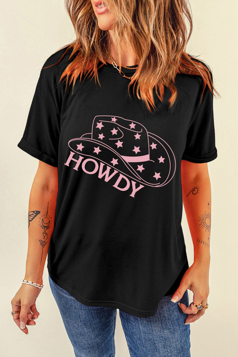 HOWDY Round Neck Short Sleeve T-Shirt