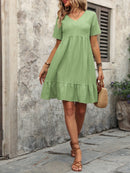 V-Neck Short Sleeve Mini Dress