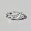 Crisscross Inlaid Zircon 925 Sterling Silver Ring