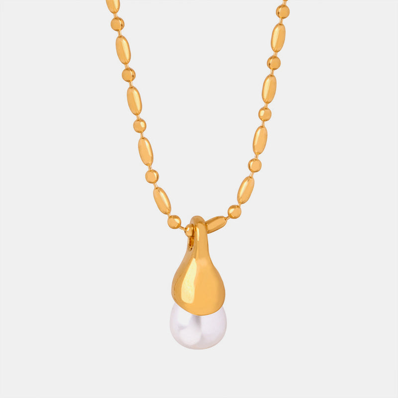 Titanium Steel Pearl Pendant Necklace