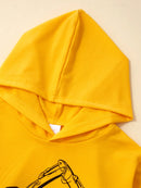 Graphic Hooded Top and Contrast Pants Set