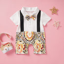 Floral Short Sleeve Collared Jumpsuit