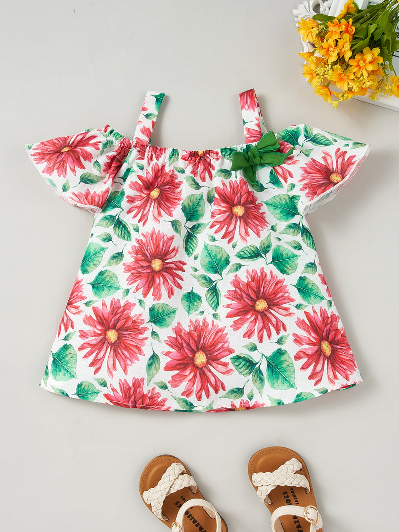 Floral Print Round Neck Top and Shorts Set