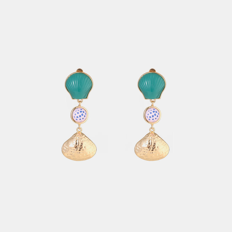 Shell & Tassel Alloy Dangle Earrings