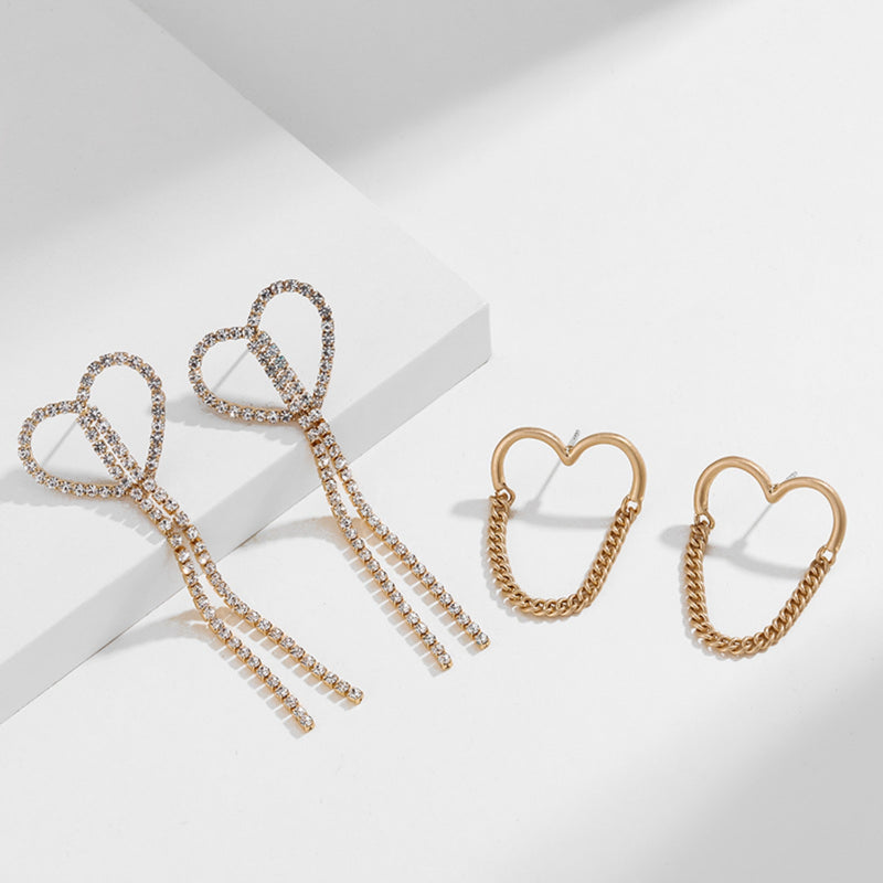 Heart Shape Gold-Plated Alloy Earrings