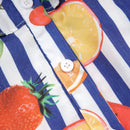 Fruit Striped Collared Sleeveless Shirt