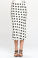RENEE C Polka Dot Satin Midi Skirt