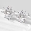 Zircon 925 Sterling Silver Flower Stud Earrings