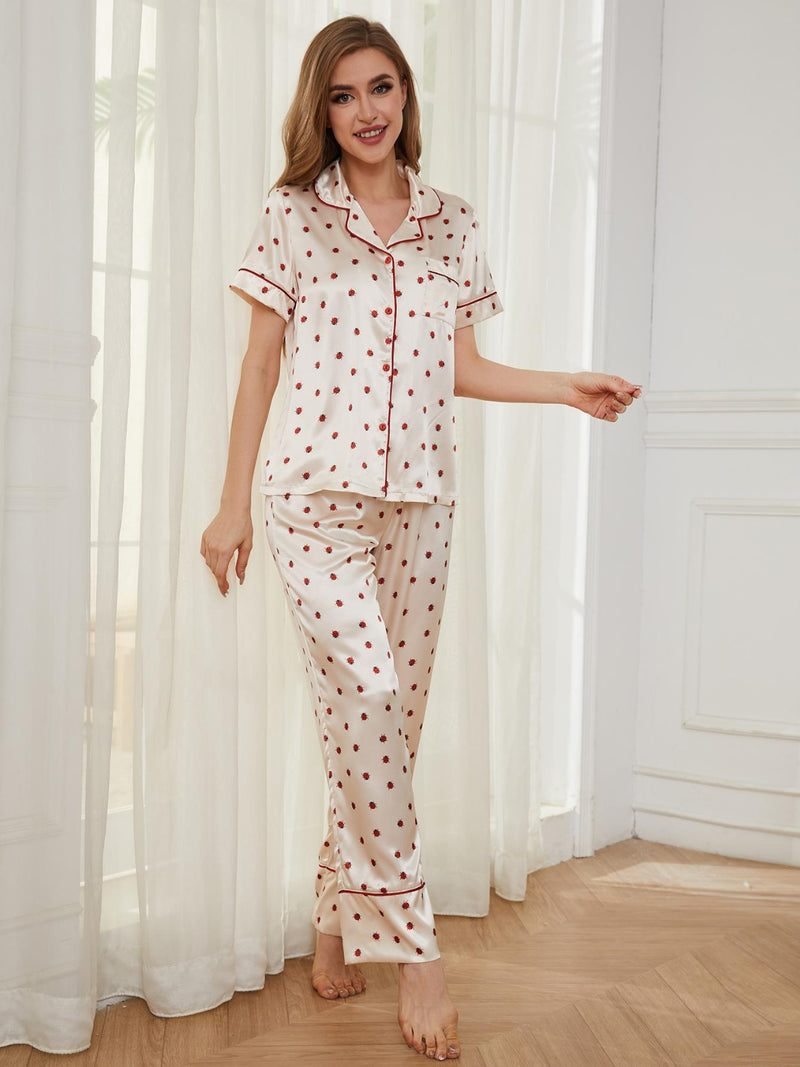 Contrast Piping Pocketed Top and Pants Lounge Set