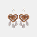 Cotton Thread Shell Heart Dangle Earrings