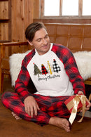 MERRY CHRISTMAS Graphic Top and Plaid Pants Set