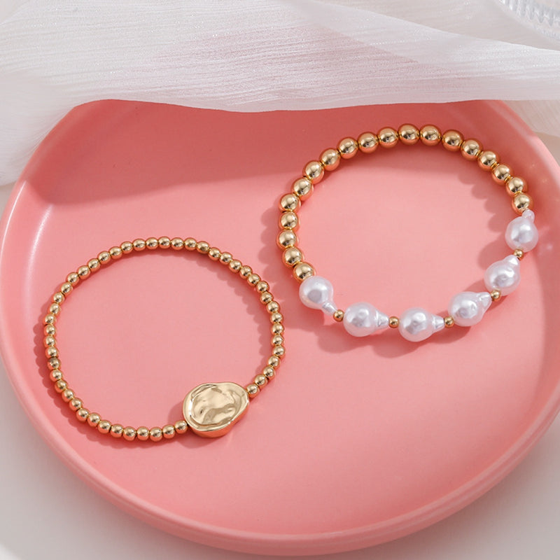 Gold-Plated Alloy Bead Bracelet