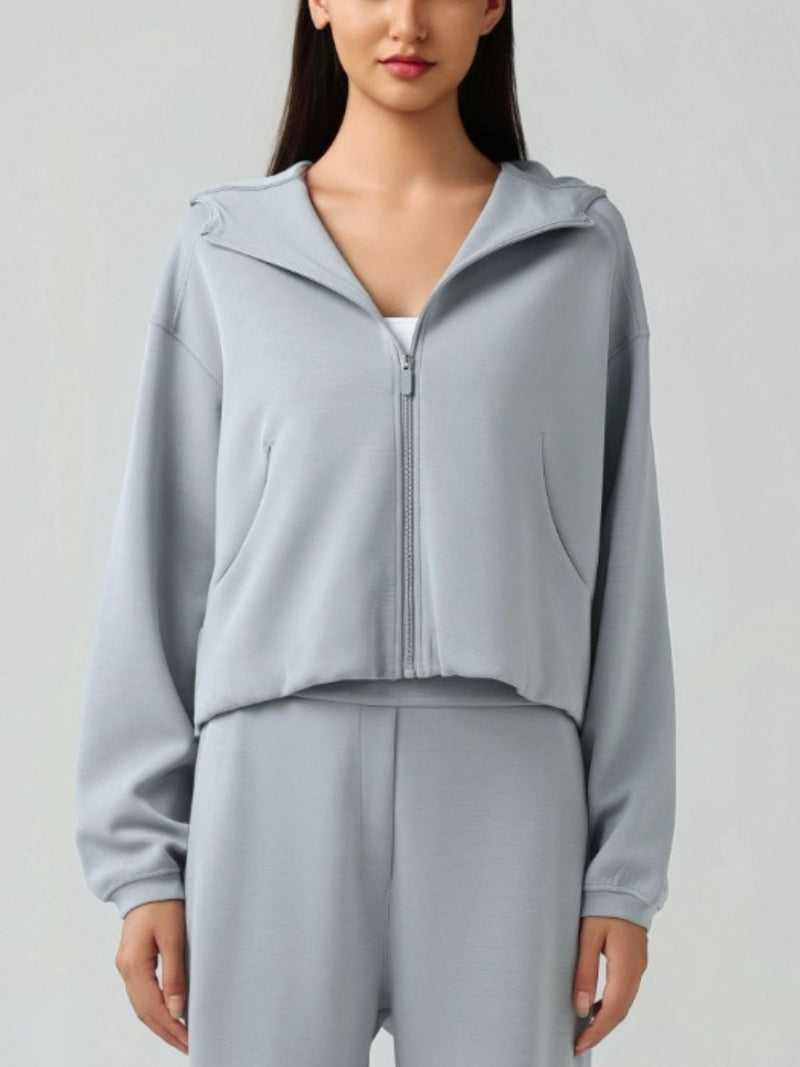 Millennia Zip Up Dropped Shouder Active Hooded