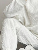 Texture Round Neck Long Sleeve Top and Pants Set