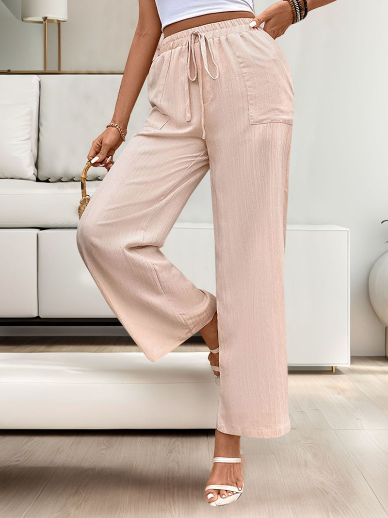 Tied Wide Leg Pants with Pockets