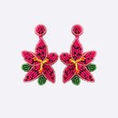 Bead Stainless Steel Flower Dangle Earrings