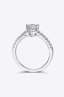 1 Carat Moissanite 925 Sterling Silver Side Stone Ring