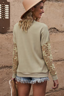 Double Take Dropped Shoulder Openwork Round Neck Sweatshirt