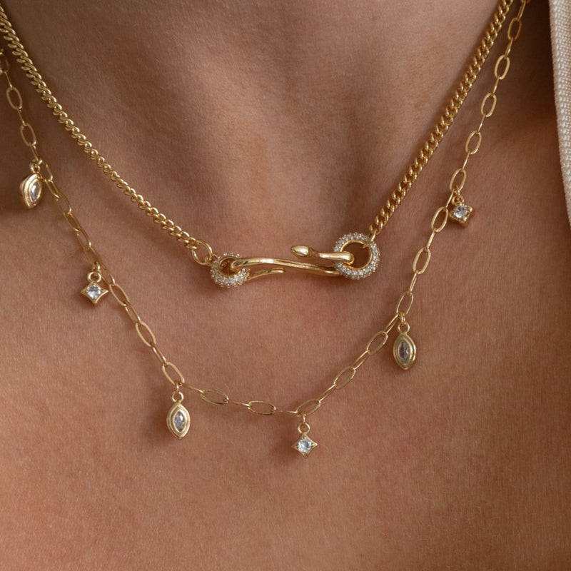 18K Gold-Plated Copper Inlaid Zircon Necklace
