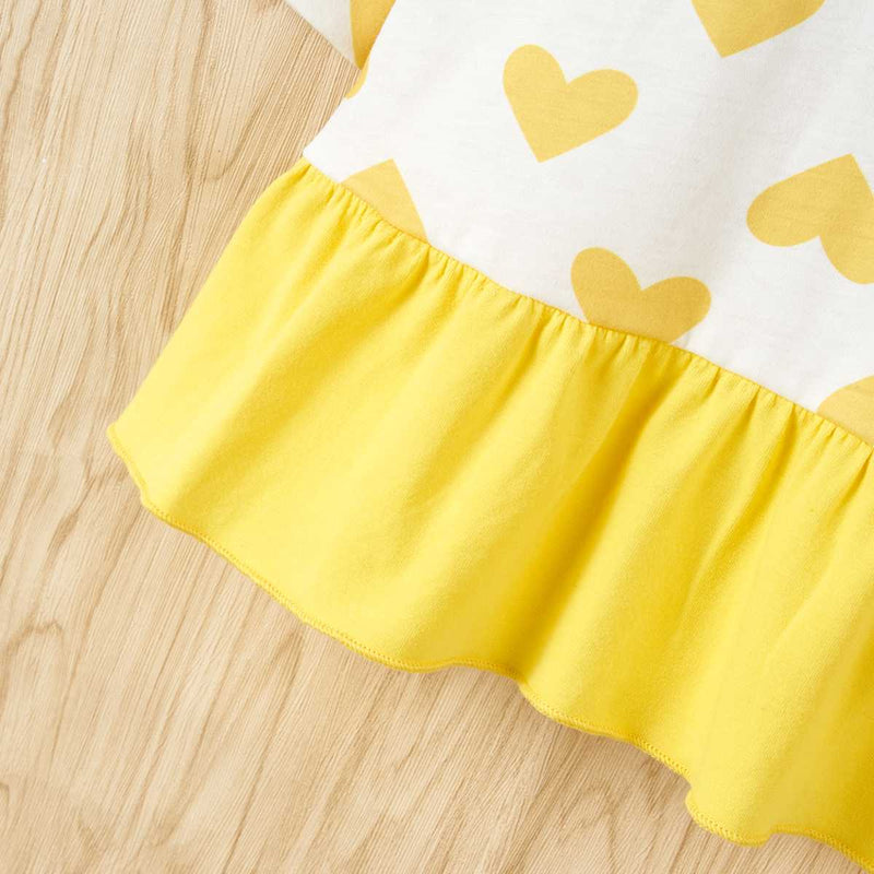 Heart Print Ruffle Hem Dress