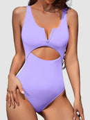 Cutout Notched Wide Strap One-Piece Swimwear