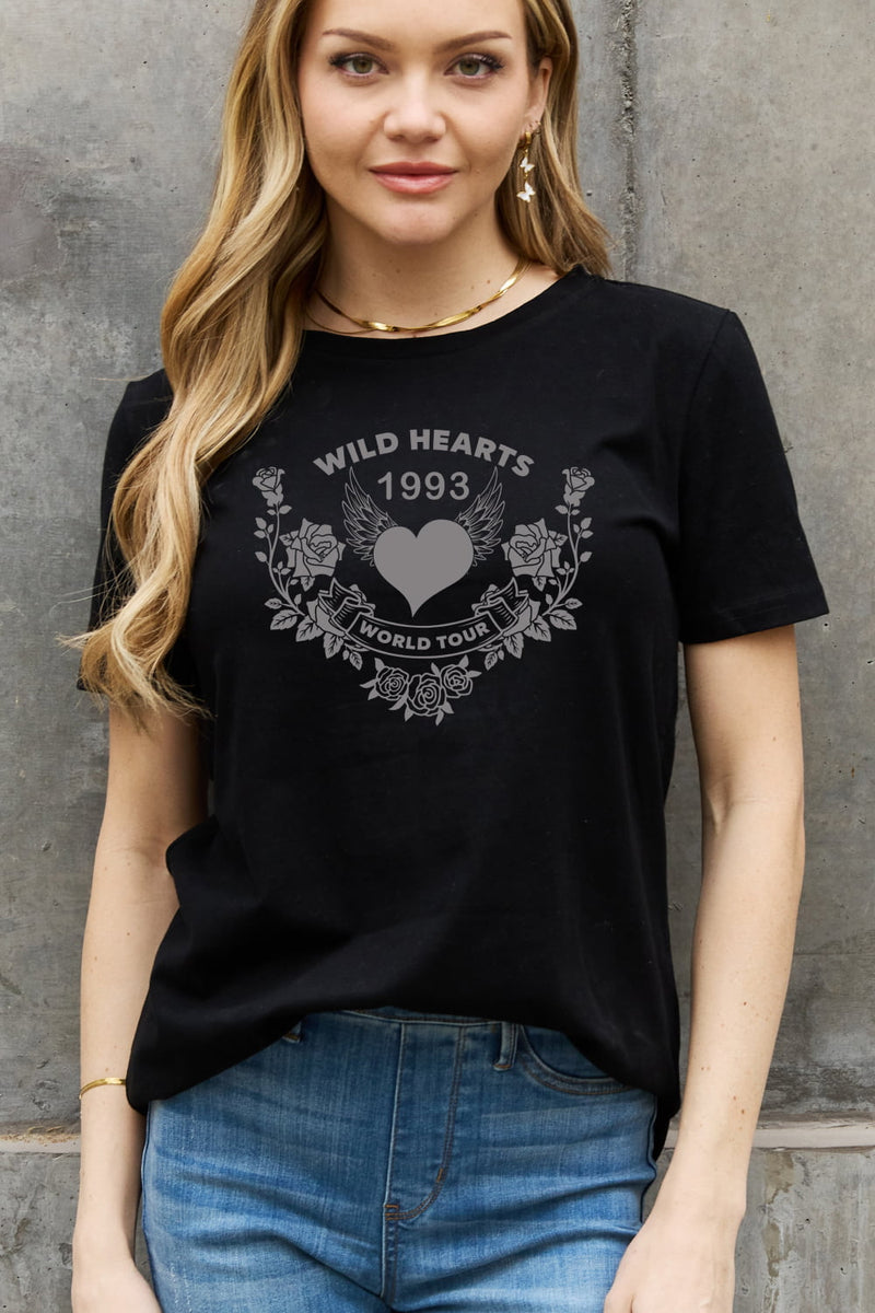 Simply Love Full Size WILD HEARTS 1993  WORLD TOUR Graphic Cotton Tee