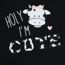 Graphic Ruffled Bodysuit and Cow Print Shorts Set