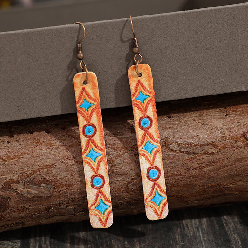 Geometric Leather Bar Earrings