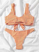 Striped Wide Strap Two-Piece Swim Set