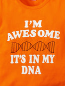 I'M AWESOME IT'S IN MY DNA Short Sleeve Top and Striped Shorts Set