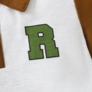 R Initial Short Sleeve Top and Elastic Waist Shorts Set