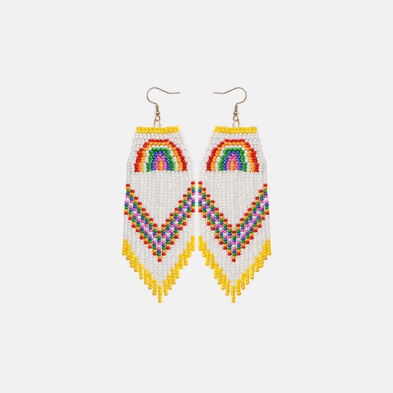 Rainbow Rice Bead Dangle Earrings