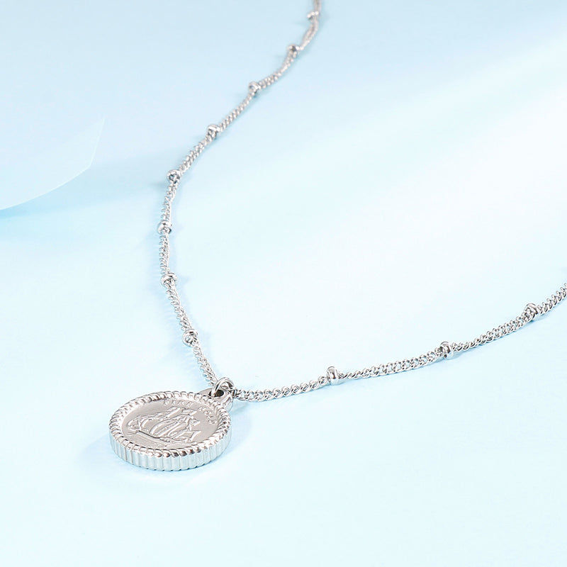 Stainless Steel Coin Pendant Necklace