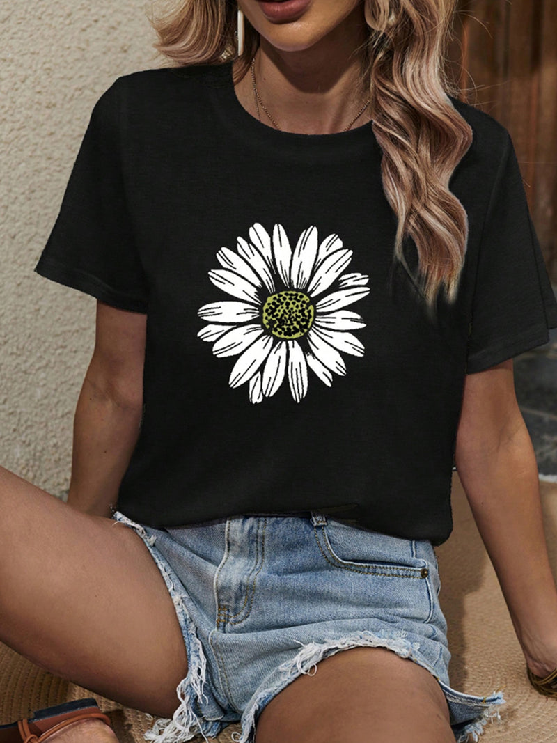 Sunflower Graphic Round Neck T-Shirt