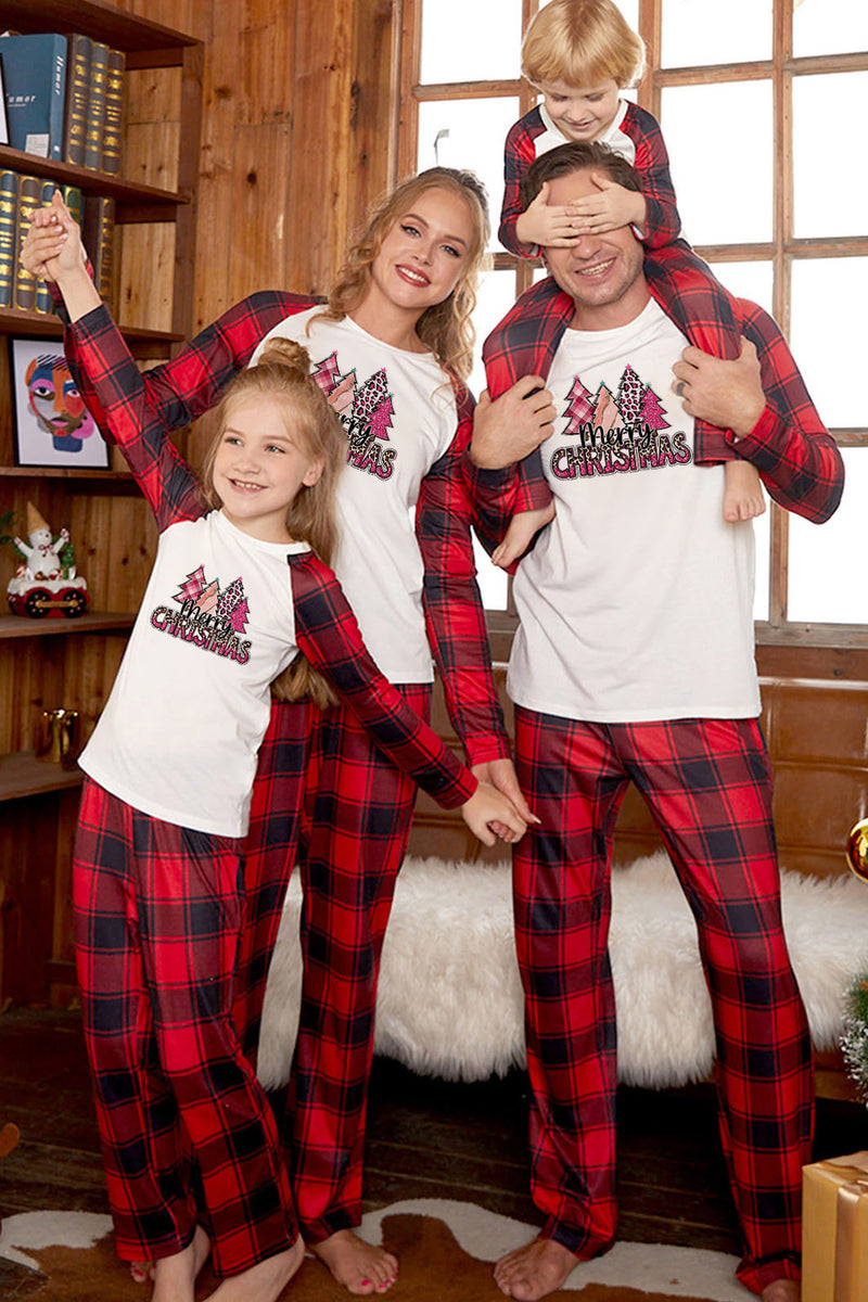 MERRY CHRISTMAS Graphic Top and Plaid Pants Set