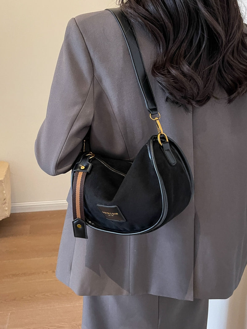 Suede Adjustable Strap Shoulder Bag