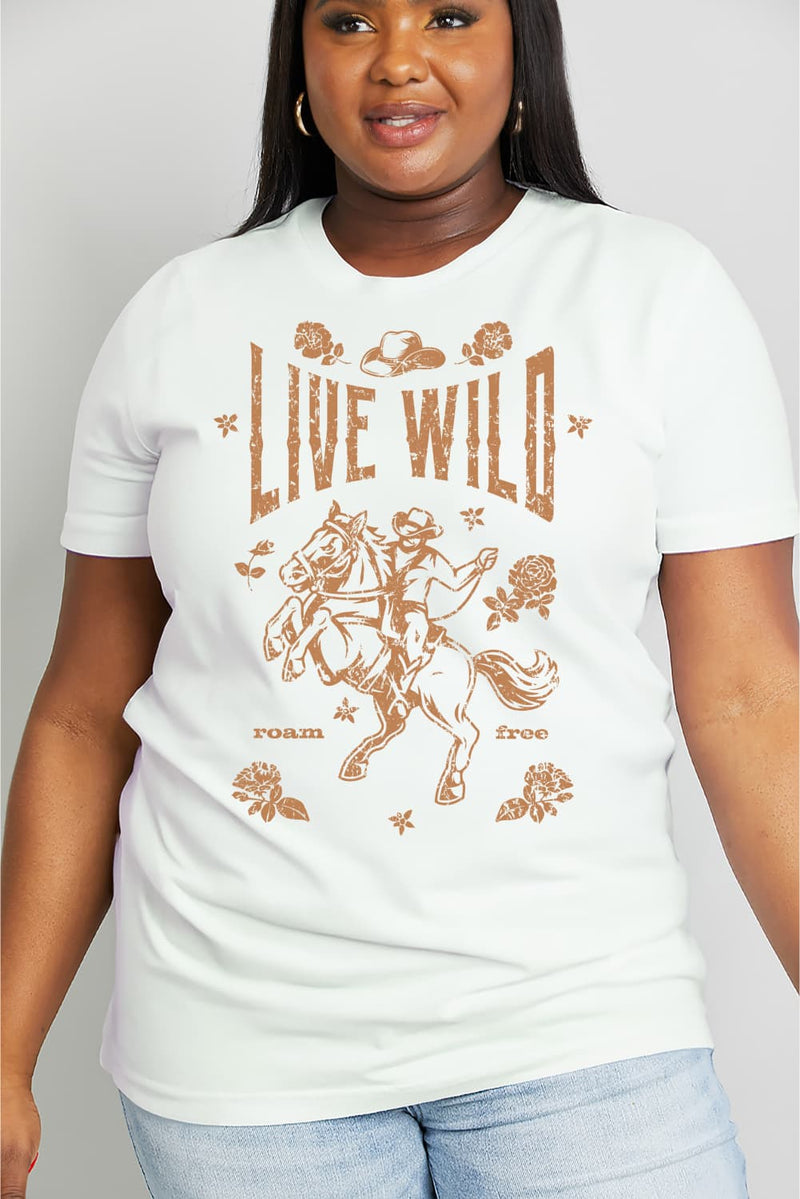 Simply Love Simply Love Full Size LIVE WILD ROAM FREE Graphic Cotton Tee