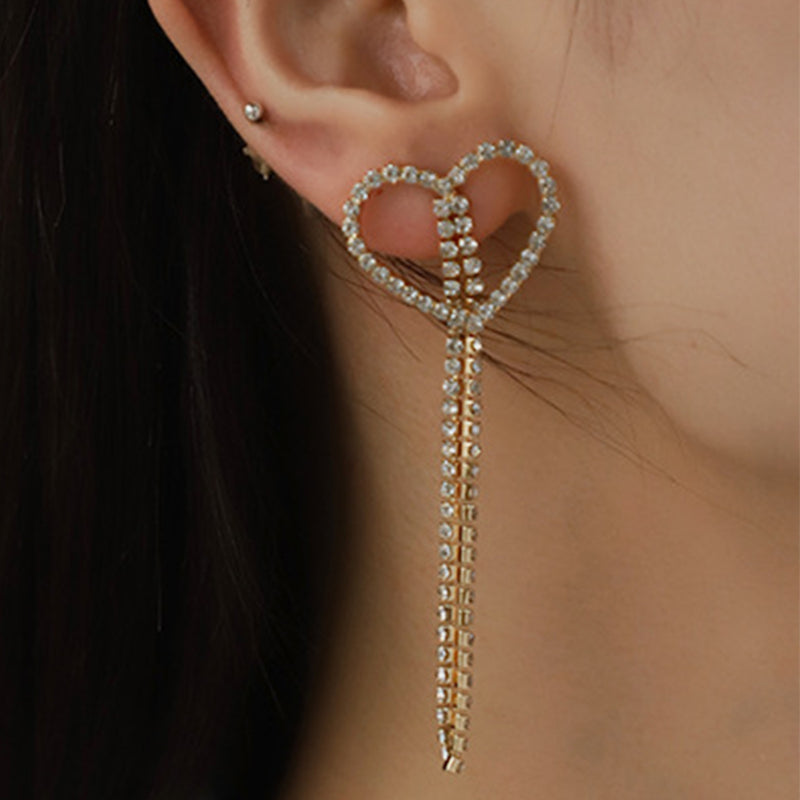 Heart Shape Gold-Plated Alloy Earrings