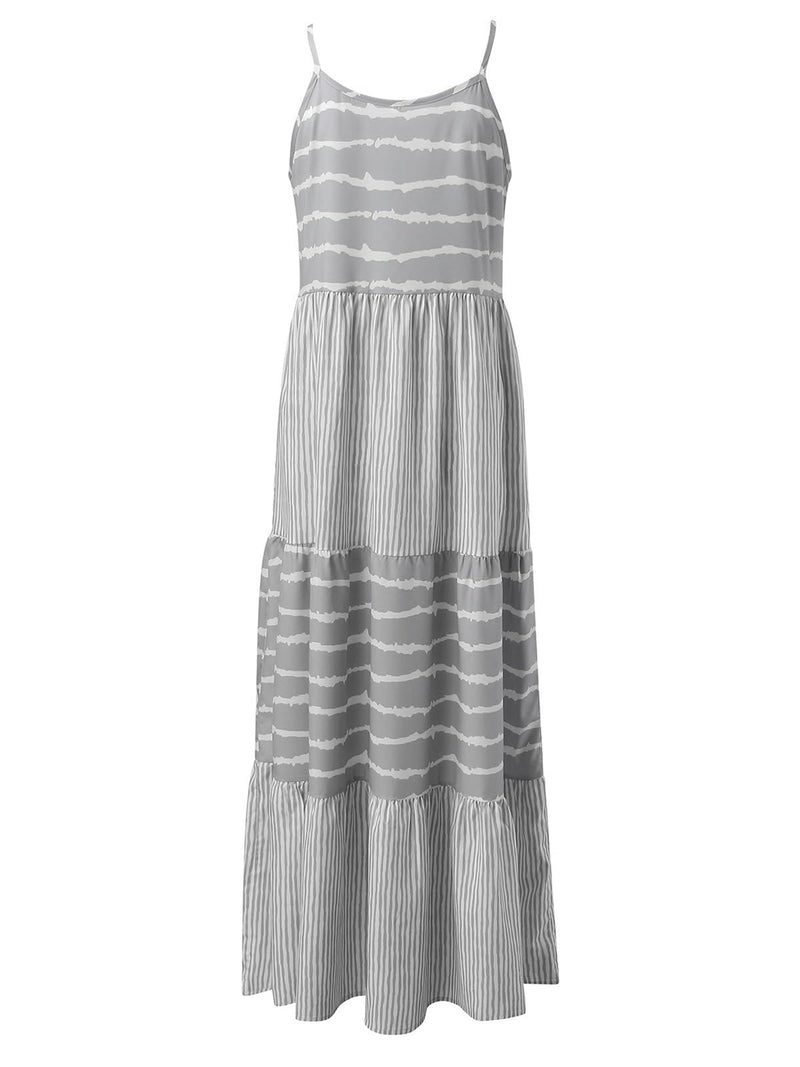 Tiered Striped Sleeveless Cami Dress