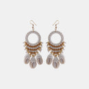 Shell Cotton Cord Brass Dangle Earrings